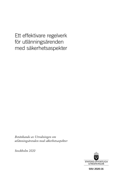 Omslaget till SOU 2020:16