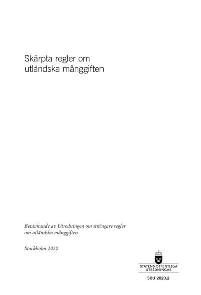 Omslaget till SOU 2020:2
