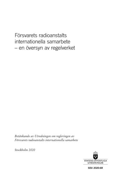 Omslaget till SOU 2020:68