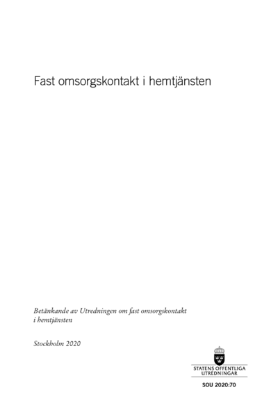 Omslaget till SOU 2020:70