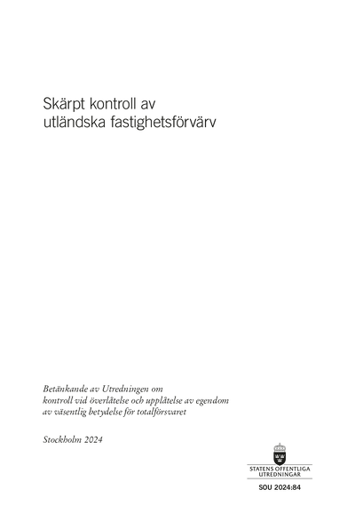 Omslaget till SOU 2024:84