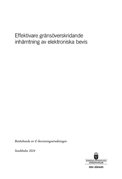 Omslaget till SOU 2024:85