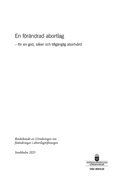 Omslaget till SOU 2025:10