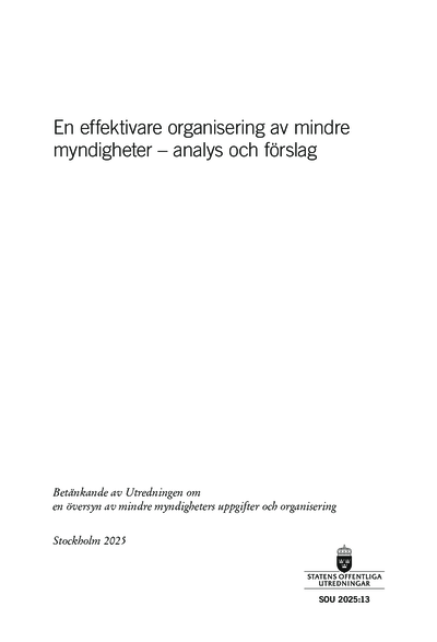 Omslaget till SOU 2025:13