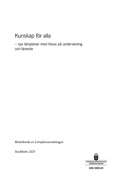 Omslaget till SOU 2025:19