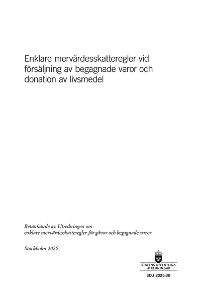 Omslaget till SOU 2025:30