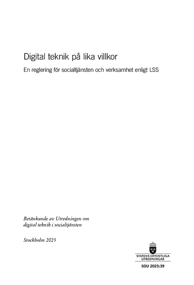 Omslaget till SOU 2025:39