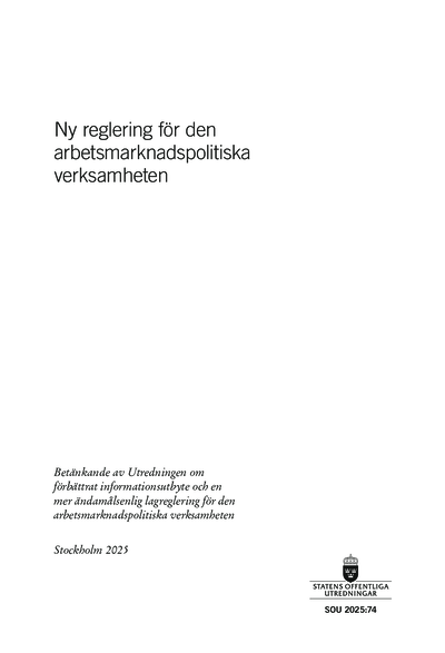 Omslaget till SOU 2025:74