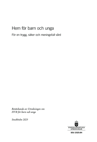 Omslaget till SOU 2025:84