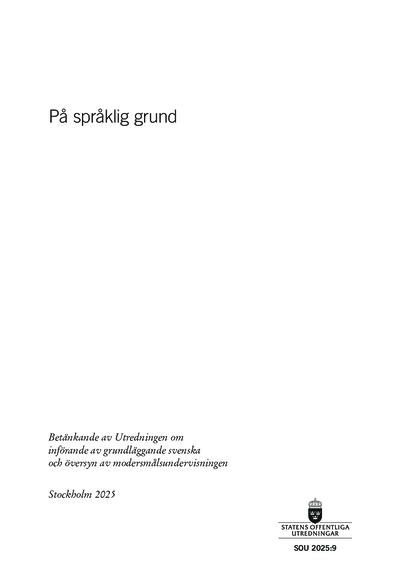 Omslaget till SOU 2025:9
