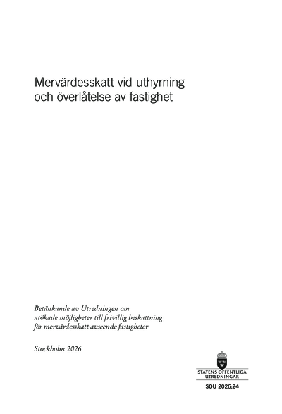 Omslaget till SOU 2026:24