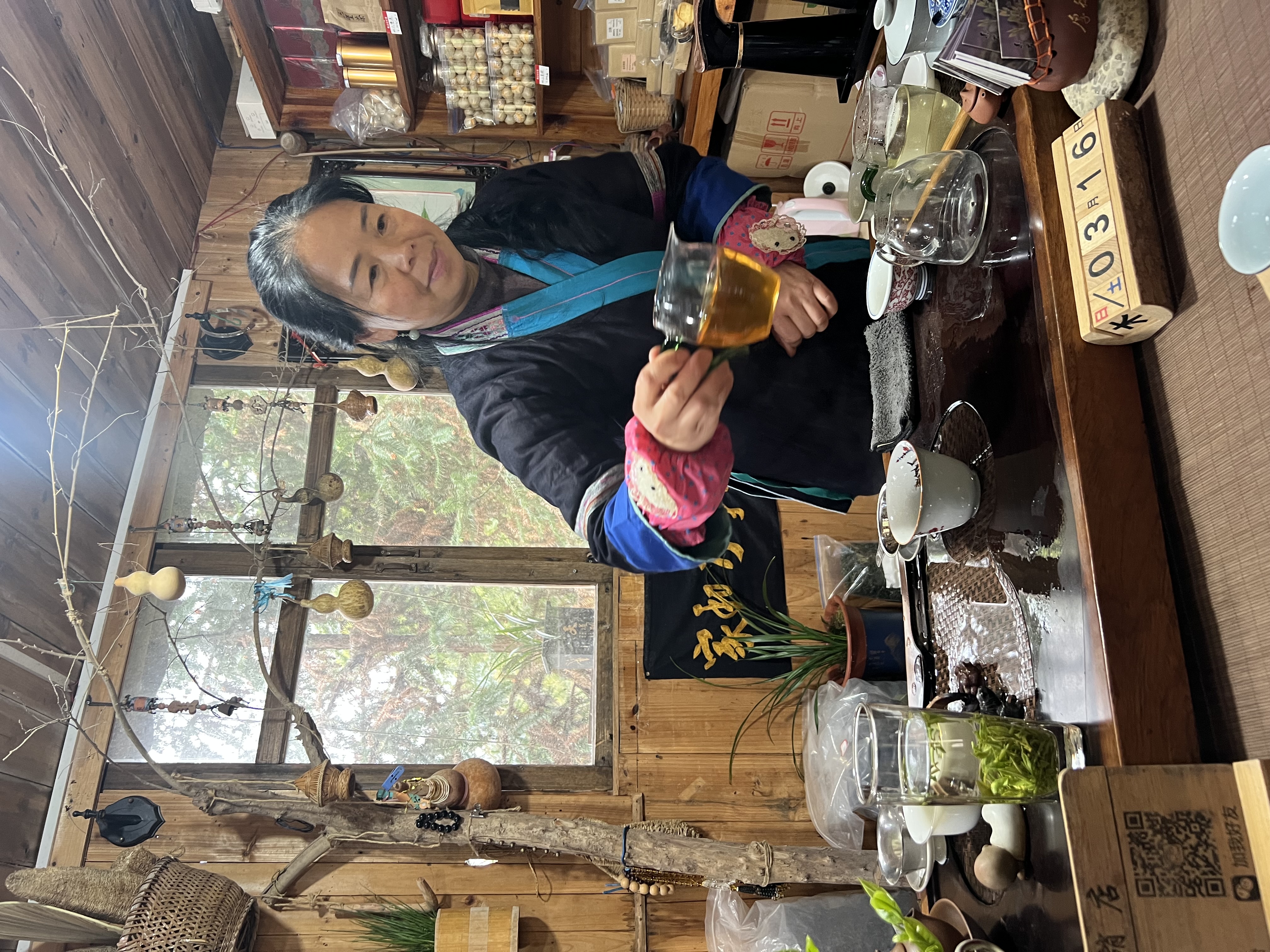 Sipping tea with a local Dong woman