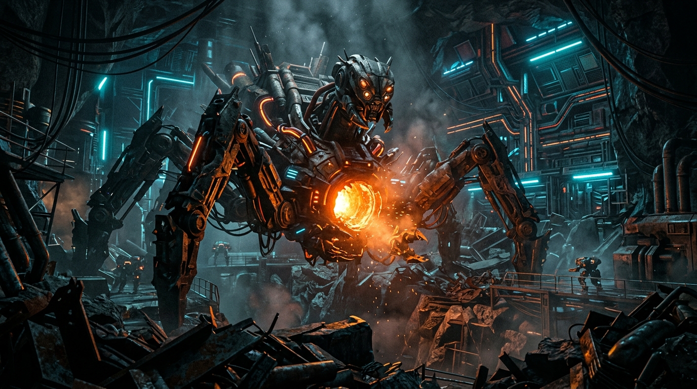 The colossal mechanical Queen in her subterranean nest