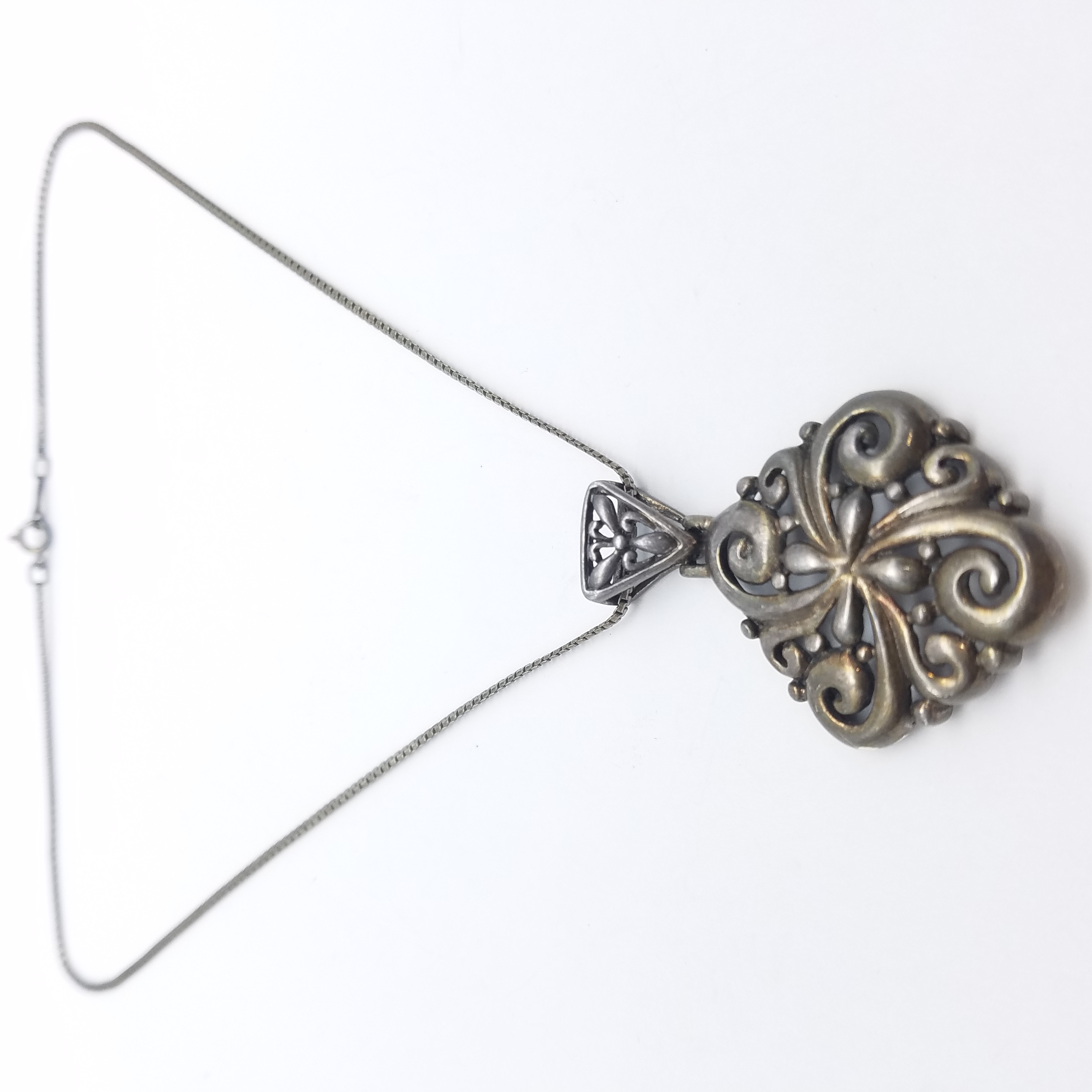 Sterling Silver Scroll Open Work Pendant Necklace 10.4g eBay