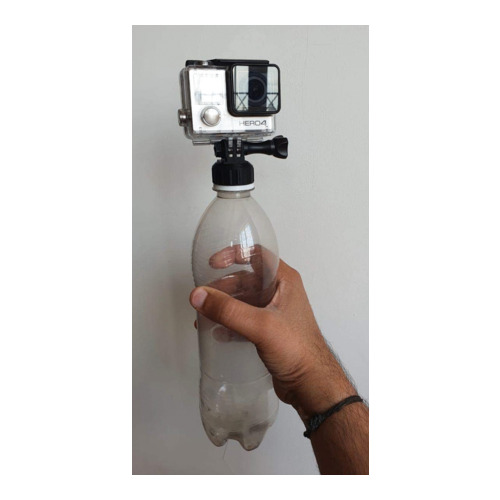 CERO 3D Printed Mount for GoPro to fit Generic PET Bottle (Black PLA Plastic)