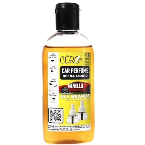 CERO VANILLA Car Perfume REFILL LIQUID for ALL BRANDS of Vaporiser Machines (100ml)(Yellow)