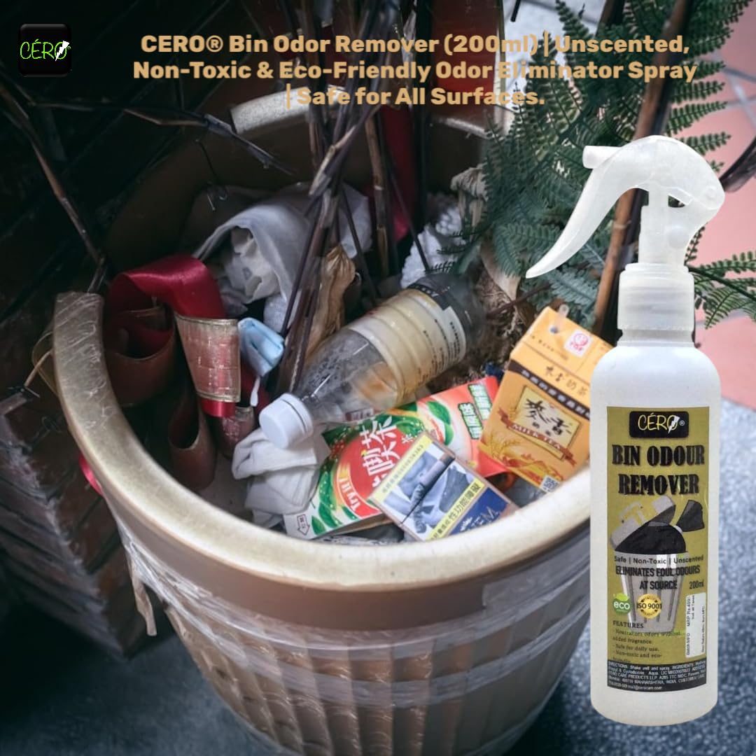 CERO® Bin Odour Remover (200ml) | Unscented, Non-Toxic & Eco-Friendly Odor Eliminator Cleanser Spray | Safe for All Surfaces.