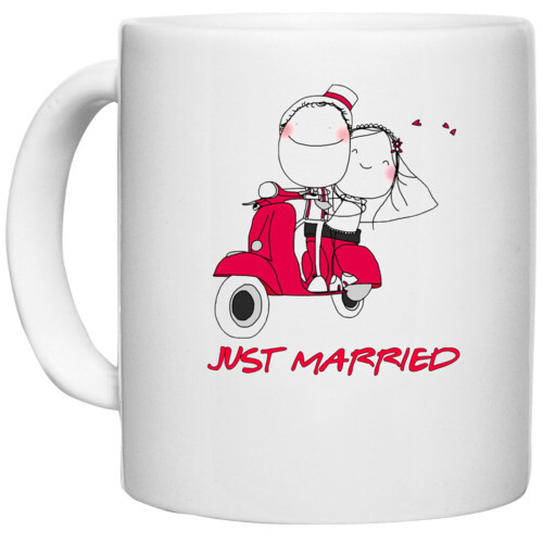 Couple | Just Married couple on red scooter